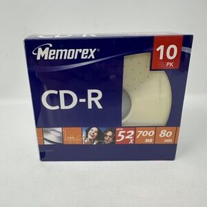Memorex CD-R Blank Discs 10 Pack 700MB 80Min 52x Recordable New‎ Open Box